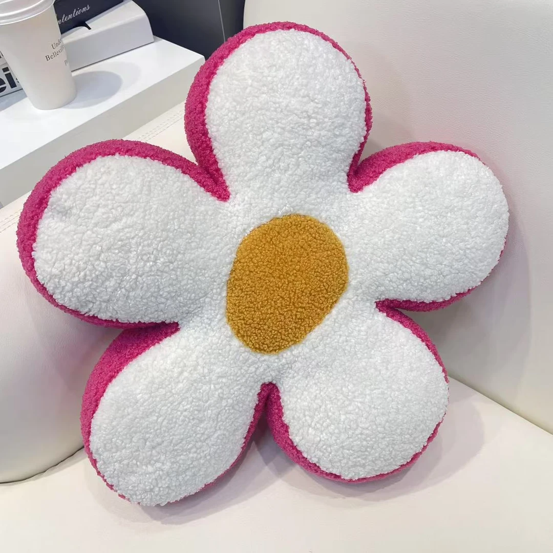 (ins风花朵抱枕)家用沙发靠垫坐垫阳台飘窗可爱毛绒抱枕W