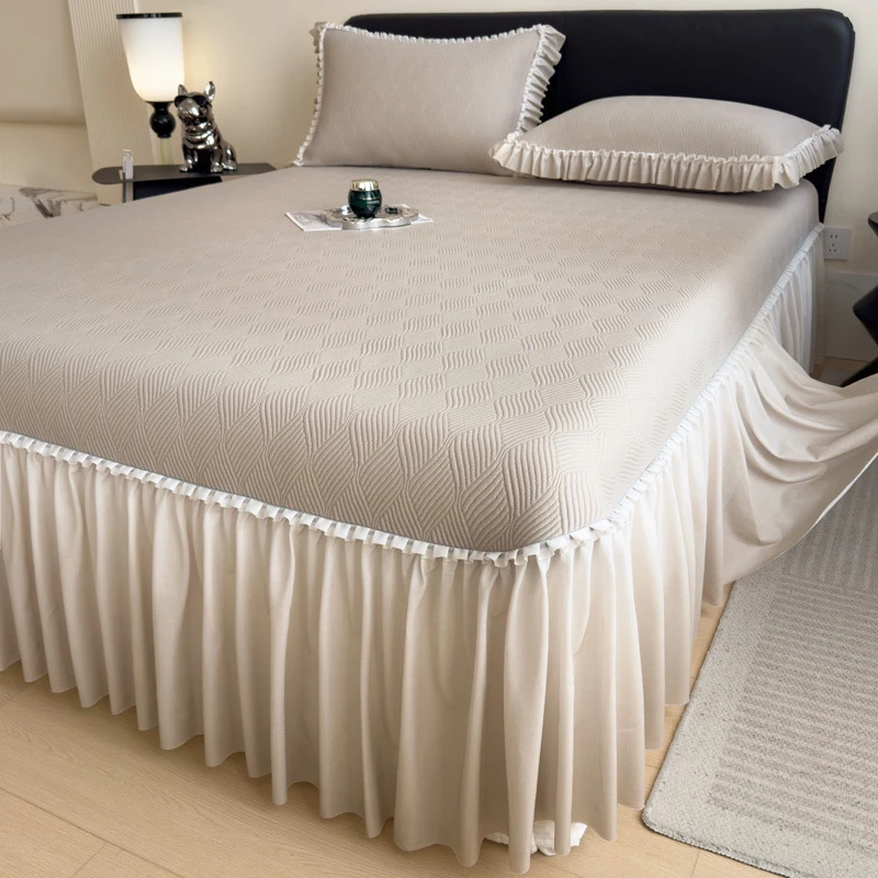 夏天冰丝凉席a类母婴级可机洗冰豆豆软席渐变床裙款席子2025新款