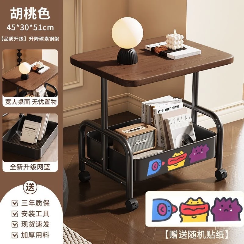 简约收纳客厅沙发创意小推车收纳移动带轮家用卧室置物架小桌子