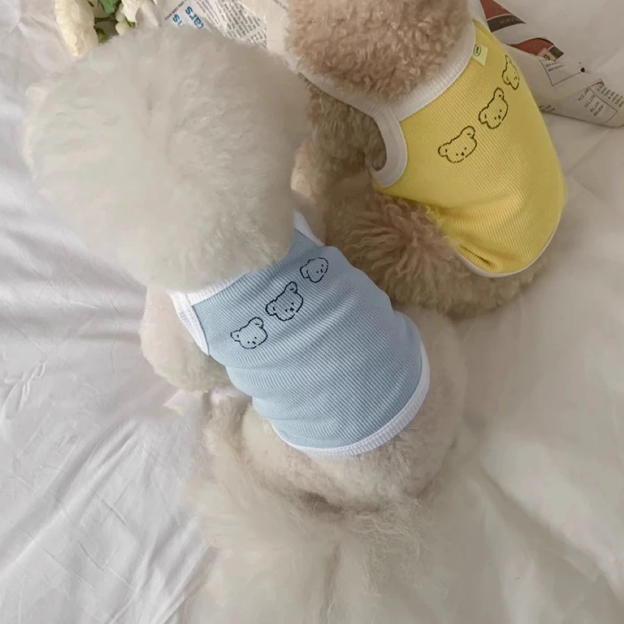 宠物狗狗衣服可爱卡通熊吊带春夏季薄款透气背心猫咪泰迪比熊t恤