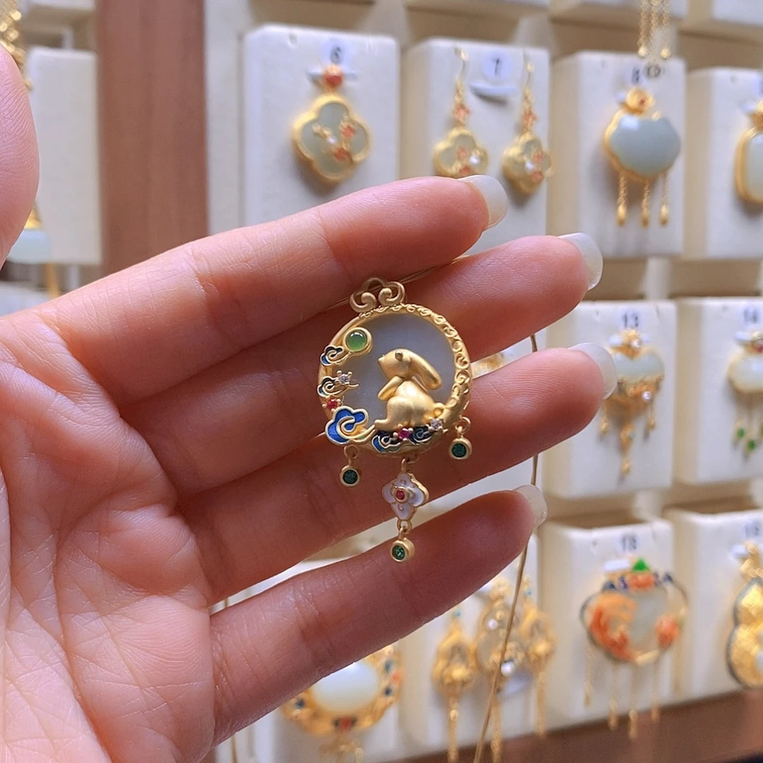 和田玉银S925镶嵌颈饰