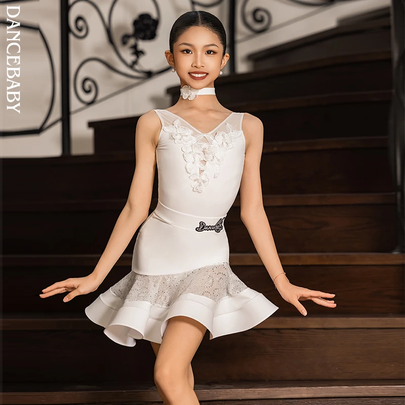 Dancebaby拉丁舞服2025新款女童练功服表演服装夏季舞蹈服套装D1