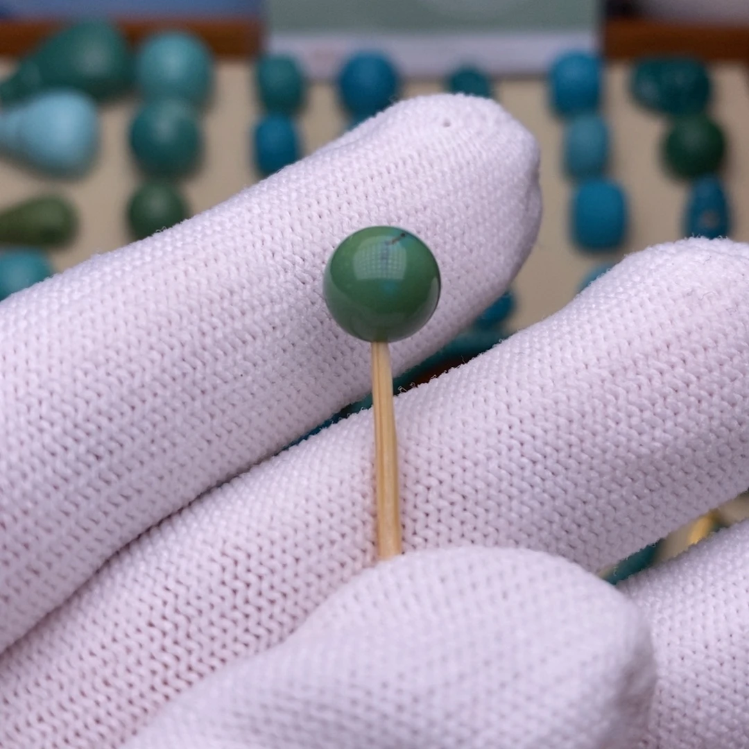 绿松石未镶嵌珠宝半成品圆珠8.4