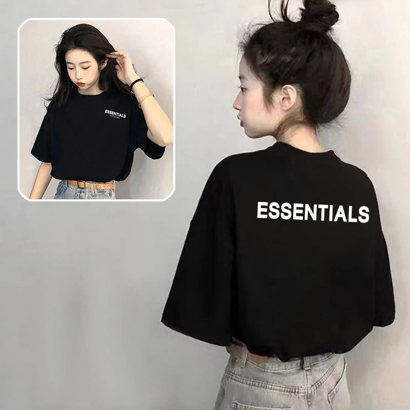 黑色纯棉短袖t恤女2025夏季新款宽松半袖韩系小众设计感上衣ins潮