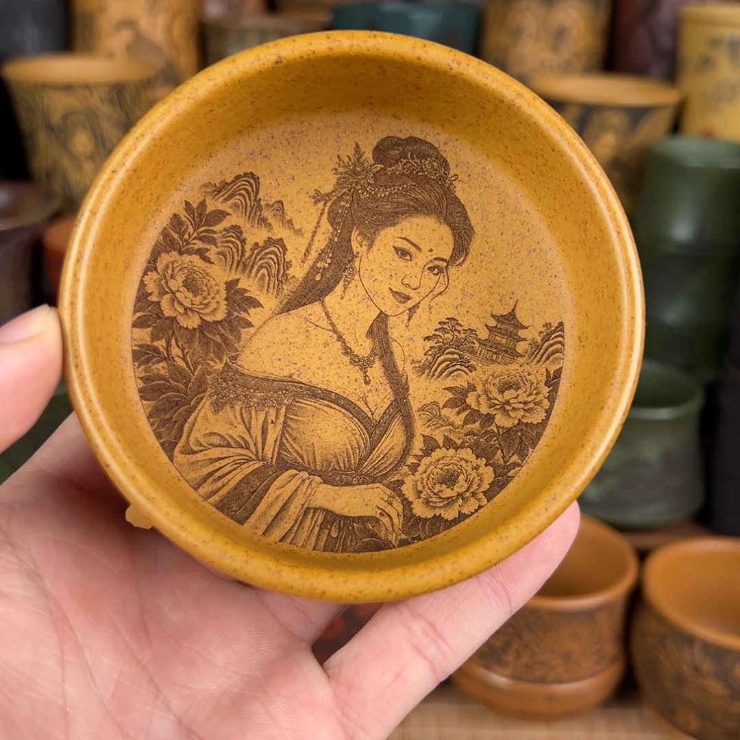 紫砂茶杯宜兴原矿紫砂杯