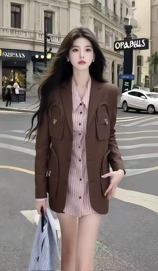 2025新款小众设计感长袖显瘦气质外套百搭修身法式修身内搭两件套