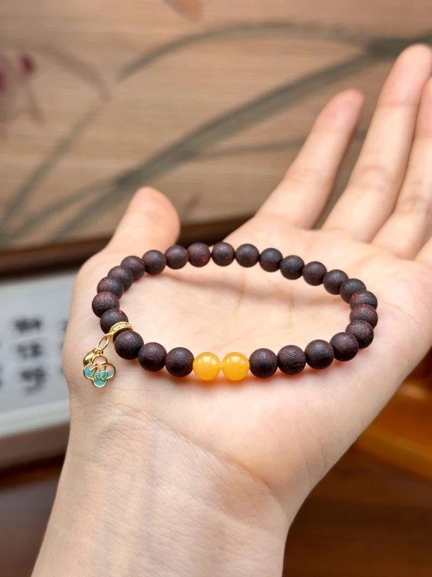 【无忧】缅甸小叶降真香0.6黄油麻丝单圈手串（多样性）