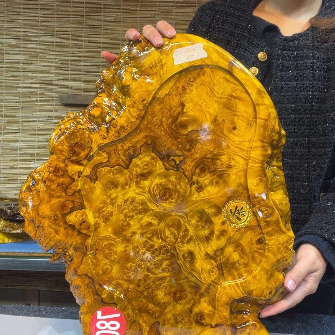 缅甸黄金樟全实木根雕茶盘
