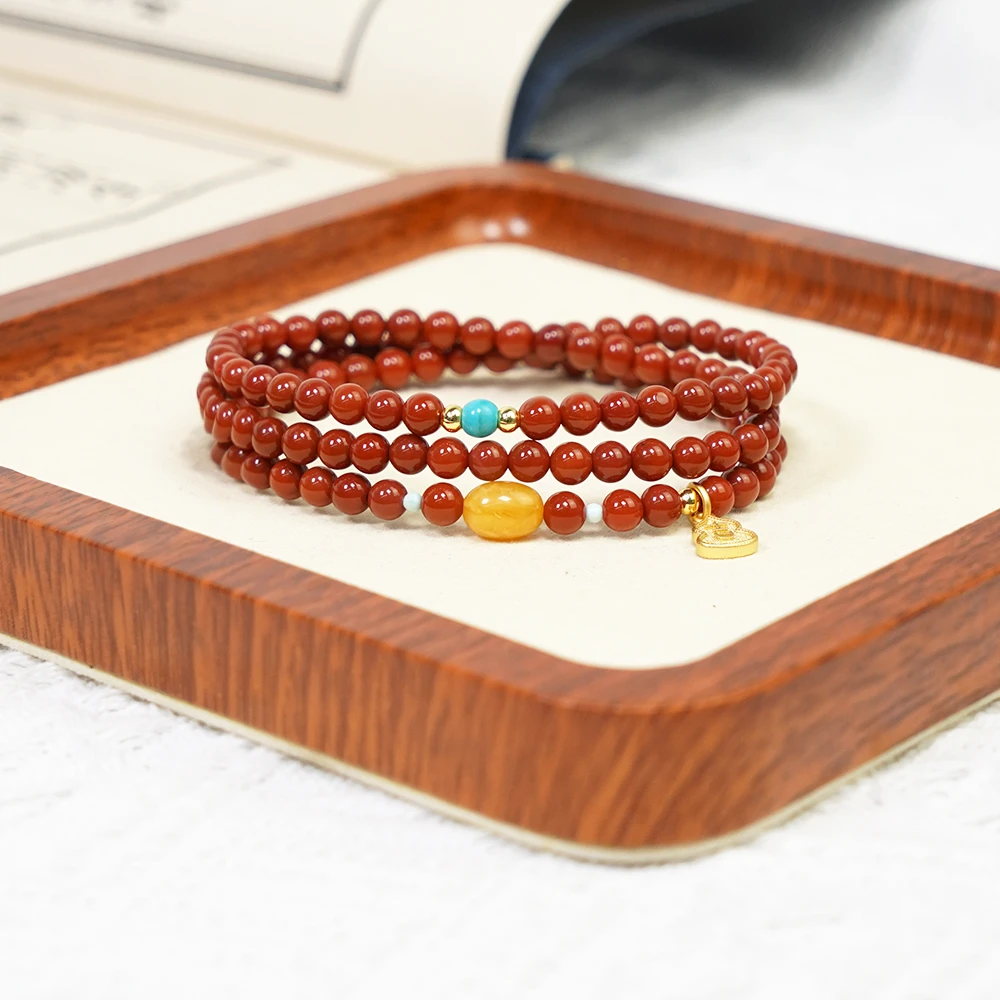 天然川料南红三圈原创设计时尚百搭手串QF-C31（多样性发一）