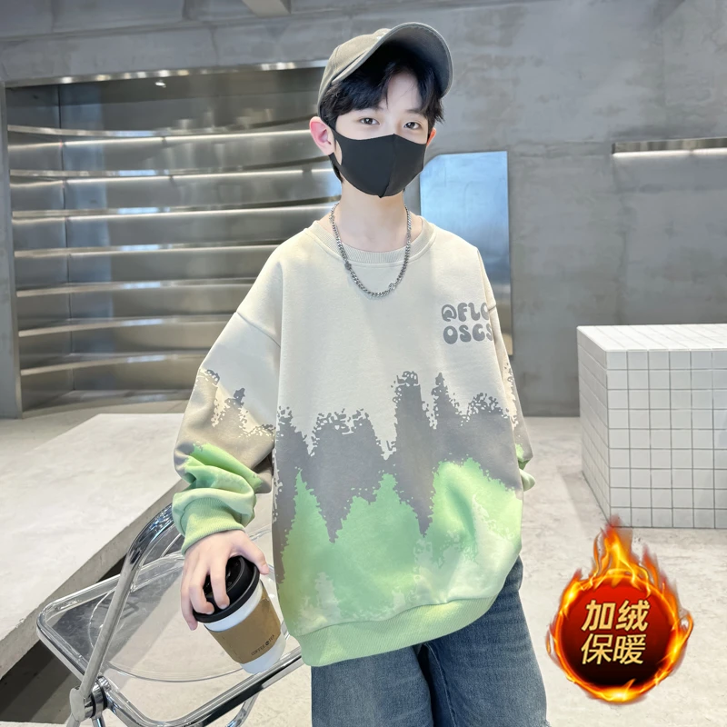 【加绒/不加绒】男童卫衣长袖秋冬装潮2025新款帅气中大童