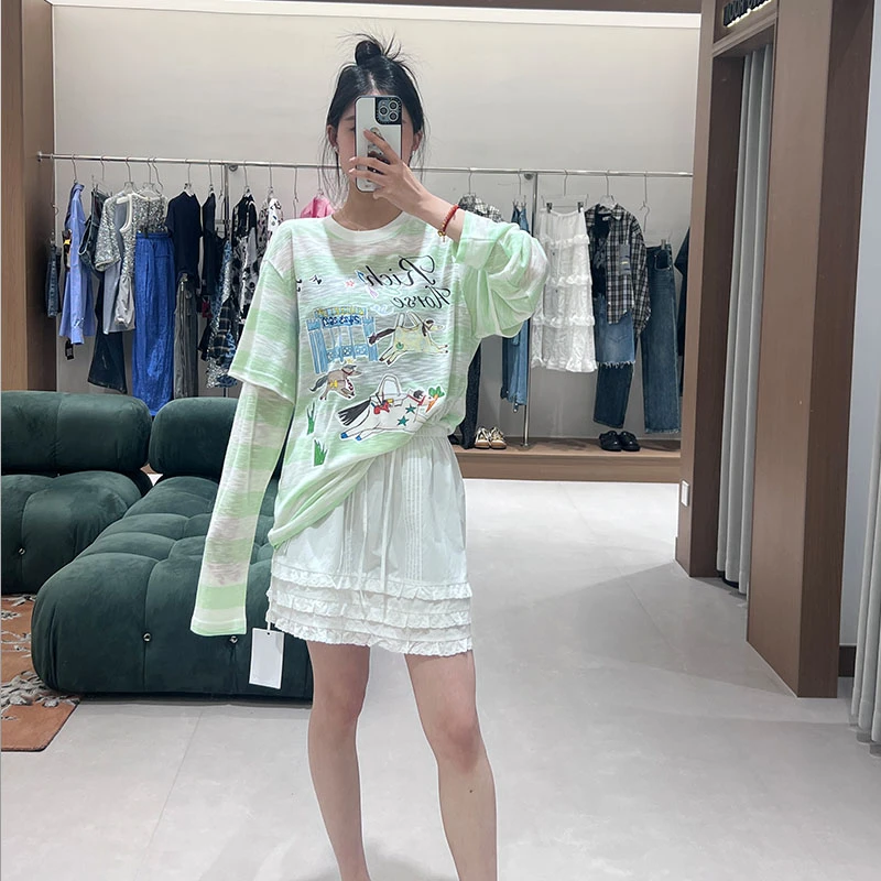 CHEER UP UNIFORM25夏季新品名牌赛马包假两件长袖T恤