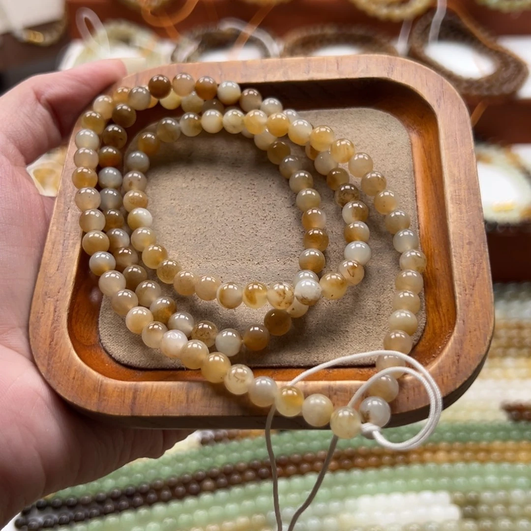 和田玉未镶嵌毛衣链珠串6mm