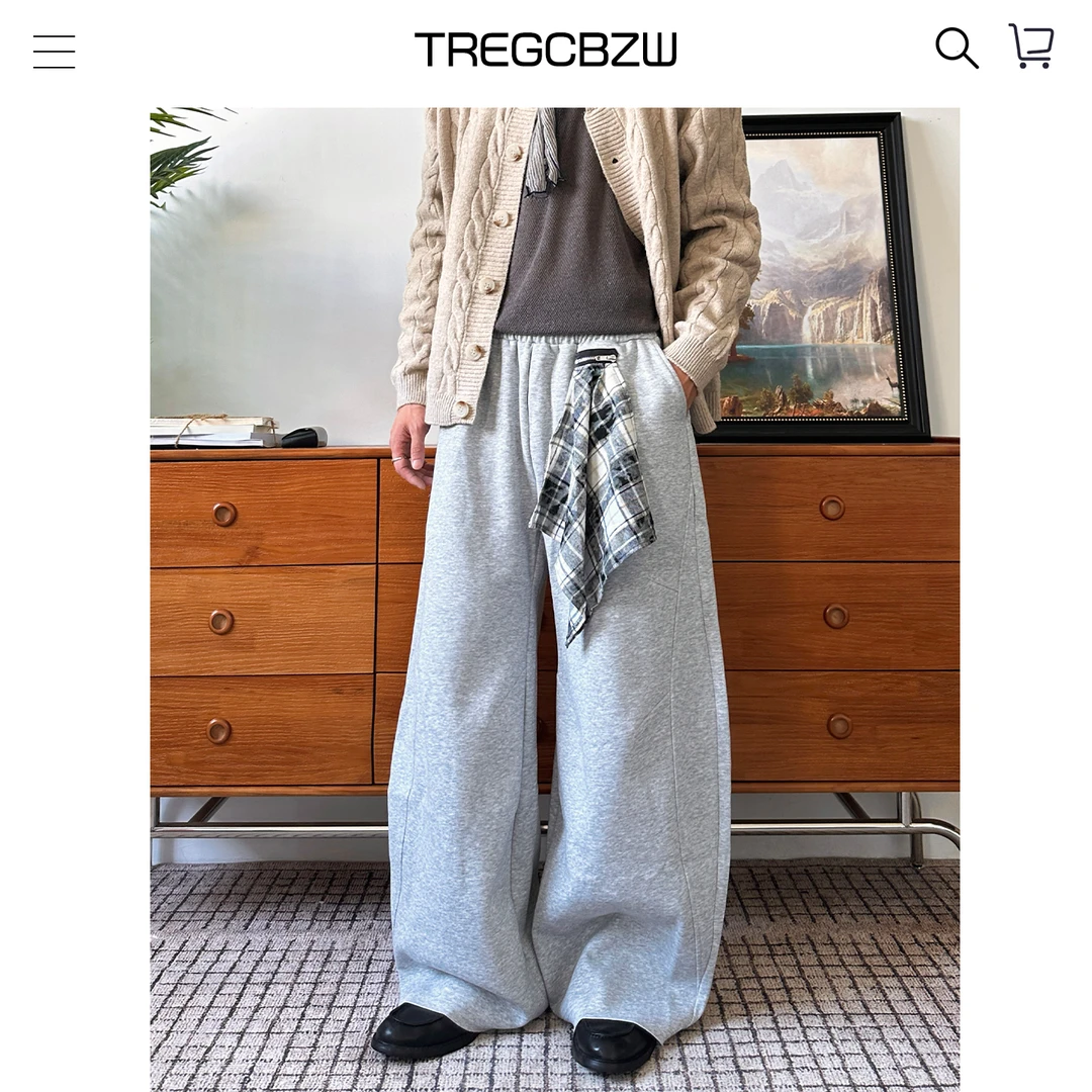 CBZW秋冬高级感方巾设计感解构廓形卫裤男通勤百搭阔腿休闲运动裤