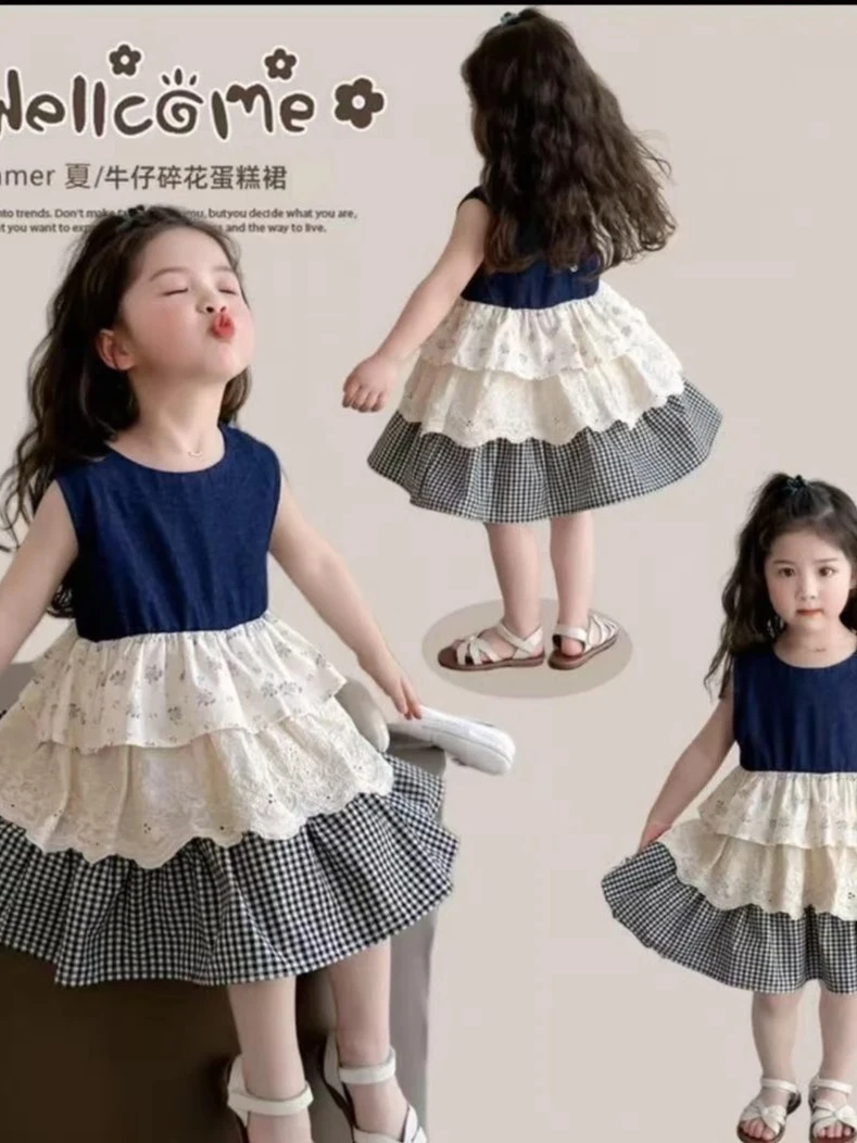 [H201-H401]女碎花冬季格子蛋糕裙森系连衣裙女孩夏装肯豆风