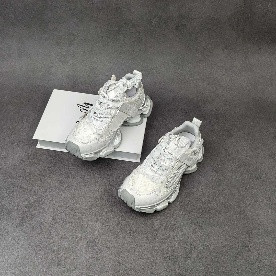 2025夏季新款时尚百搭真皮女士蕾丝休闲老爹鞋-18171