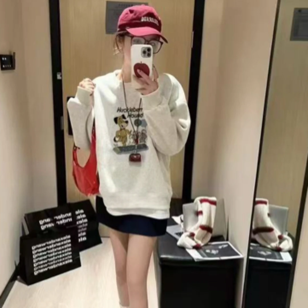 【刘灿私服】7292款小狗卡通图案百搭加绒卫衣