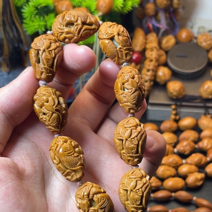 橄榄核手串/手链荷叶鱼