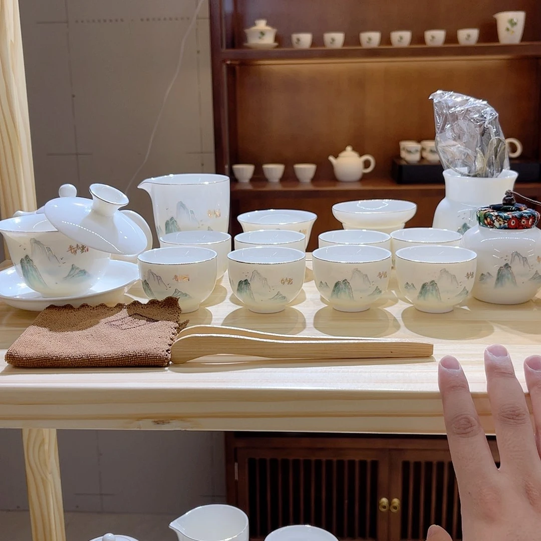 瓷片玄致羊脂玉瓷茶具套装