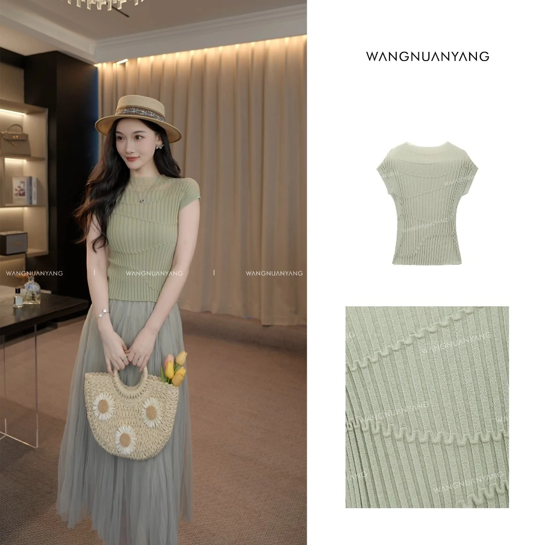 【王暖阳】织梦|夏季轻薄设计感移针鼓包织法超弹针织衫