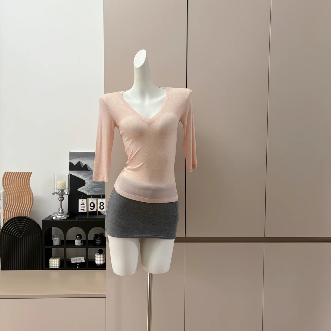 中袖 3.0v领版 天丝羊毛V领中袖t