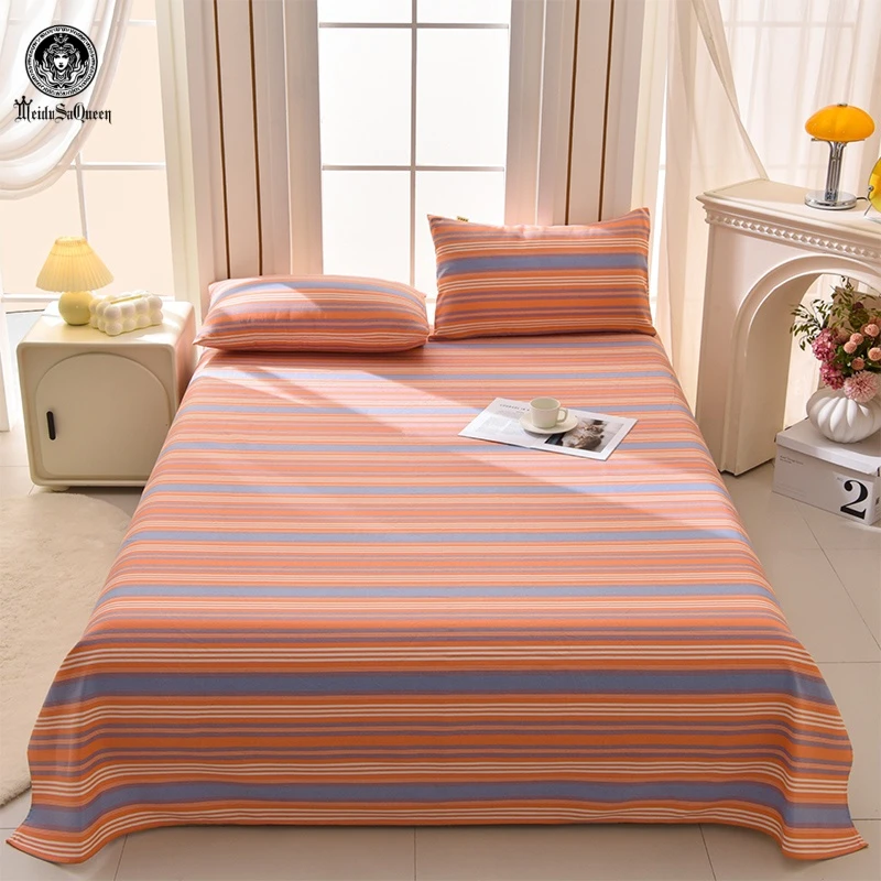 100%老粗布三件套凉席床单简透气吸汗排湿双人可机洗炕单亲肤耐磨