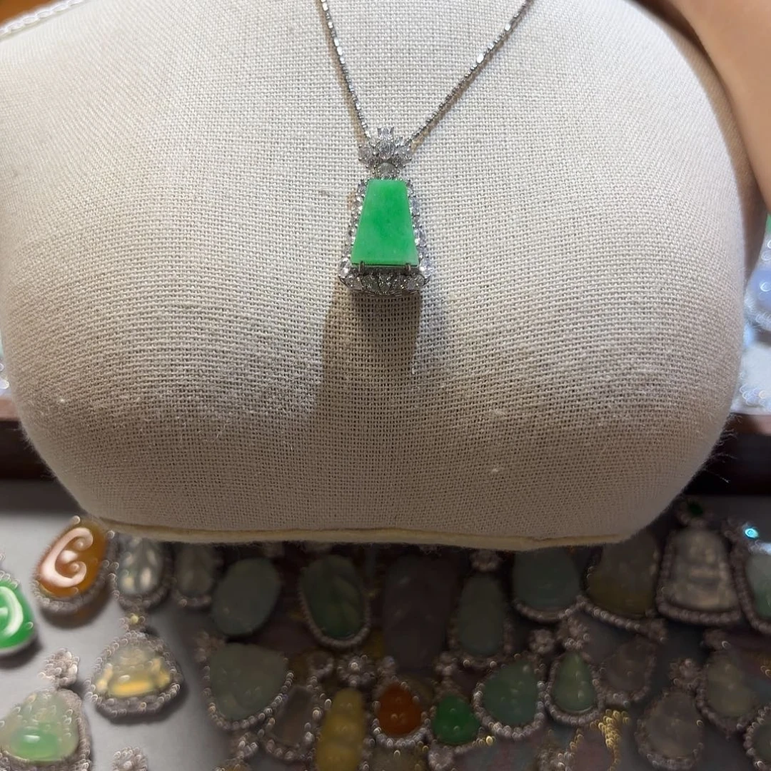 翡翠银S925镶嵌吊坠(不含链)