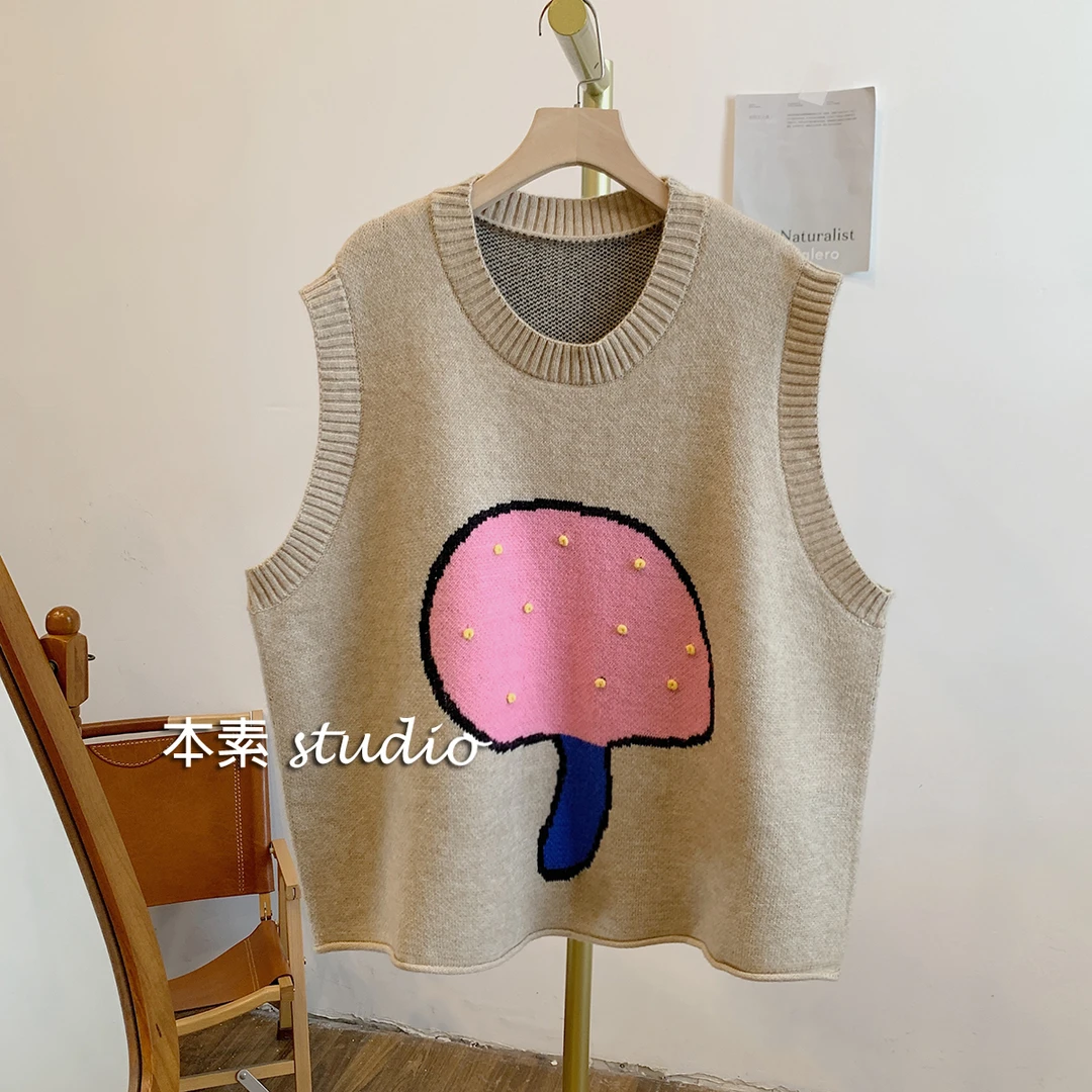 C1415提花圆领针织马甲