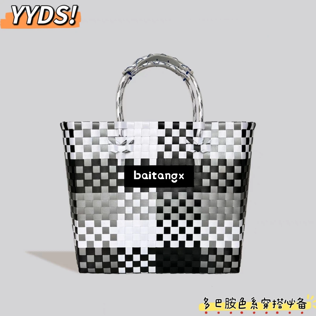 F【牛皮手提大号】 手工工艺编织包包撞色托特包