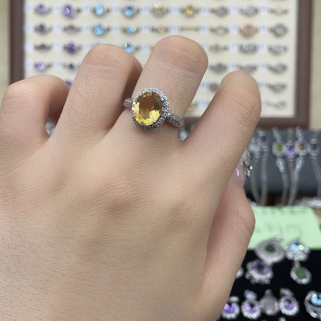 戒指银S925镶嵌黄晶
