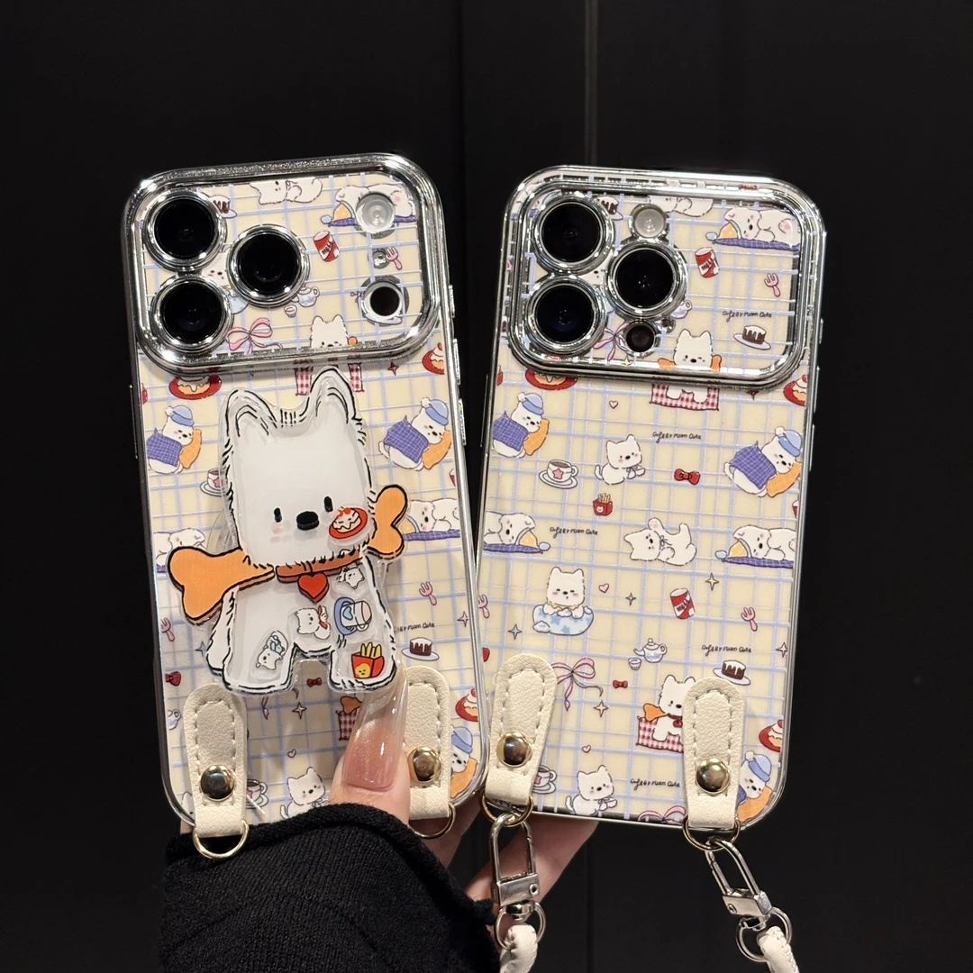 格纹西高地适用苹果17pro手机壳16PM视窗华为p80简约oppo女小米15