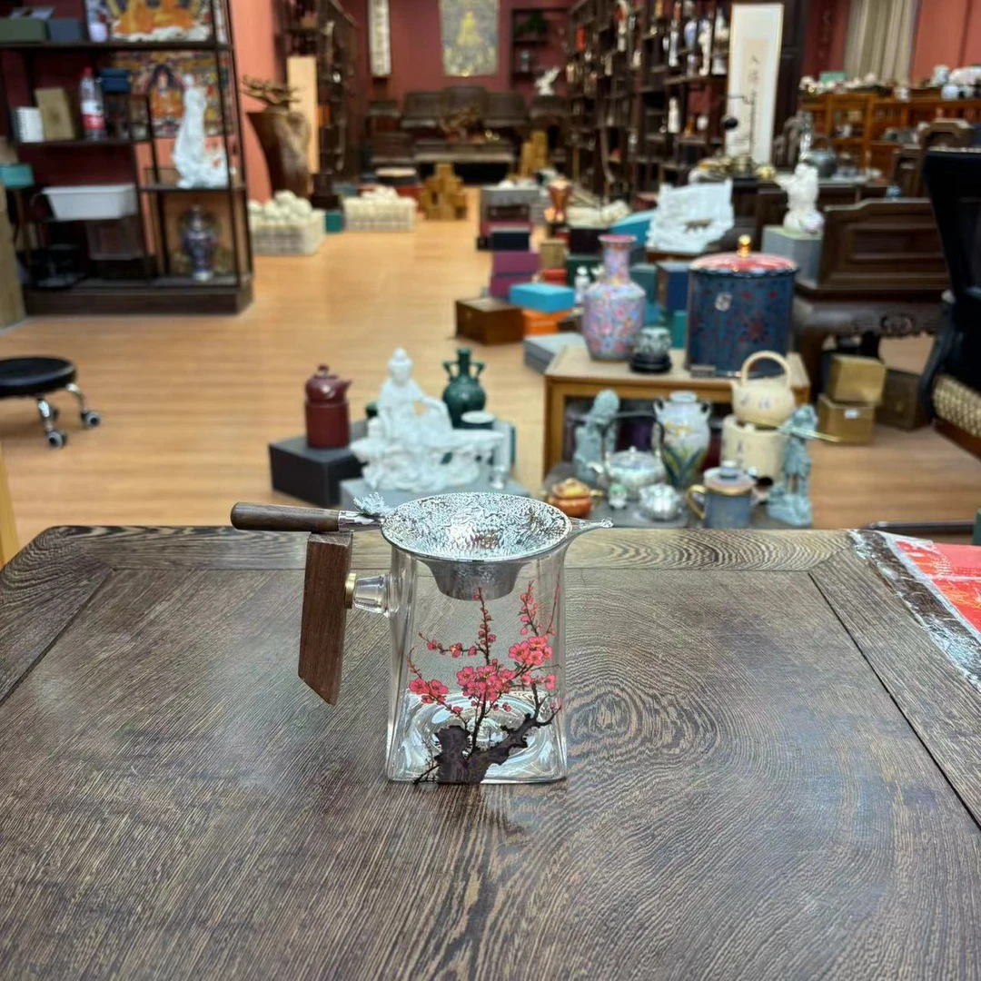 【闪购商品】茶水分离过滤莲花合金茶漏木柄