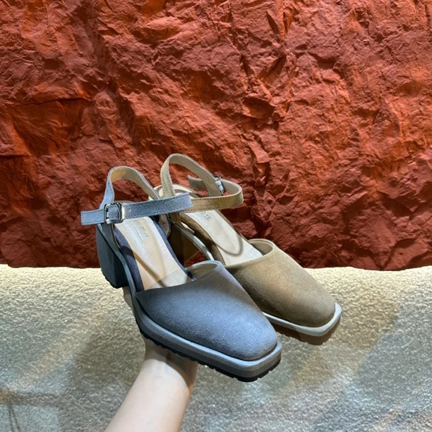 198-3包头高跟坡跟纯色圆头时装凉鞋厚底百搭凉鞋时尚编织