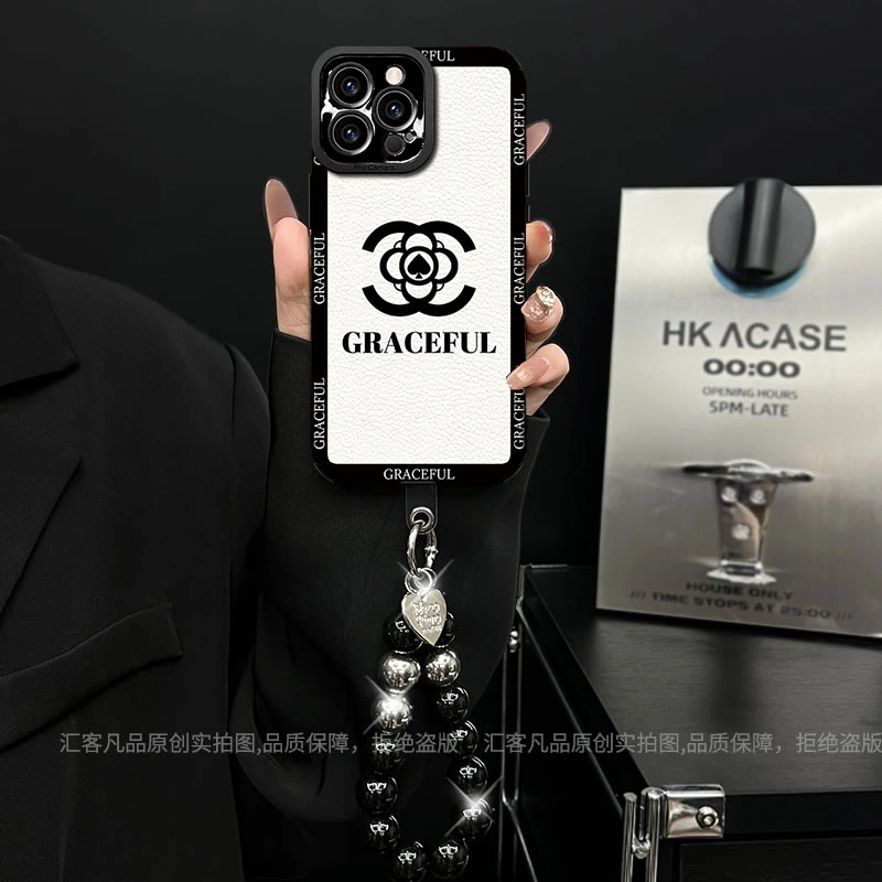 适用【苹果/oppo/华为/vivo/小米】潮牌轻奢皮质双C网红防摔手机壳