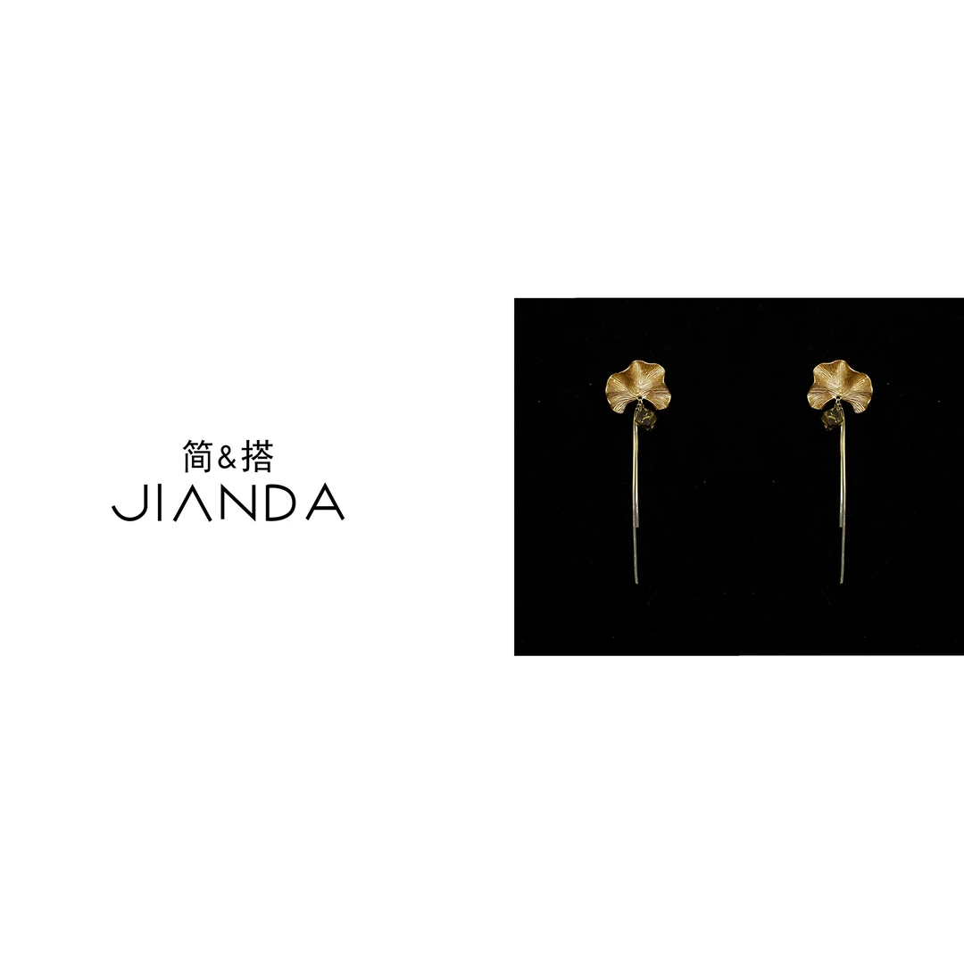 简&搭 合金耳饰 【千屿Sheila】银杏叶流苏耳环253-EH/0913-21846