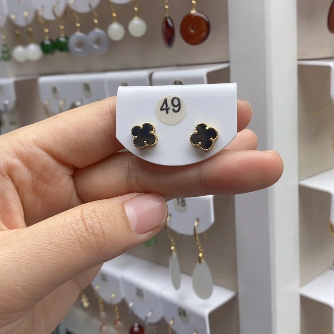 银S925镶嵌和田玉耳饰