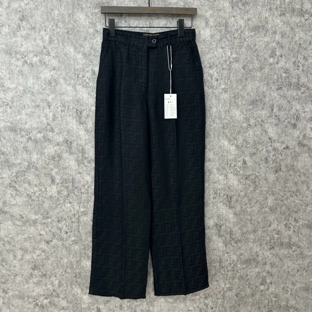 95新 FENDI/芬迪 芬迪黑色满印长裤