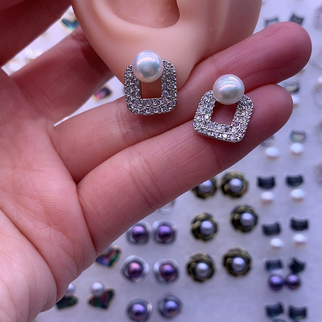 淡水珍珠耳饰合金