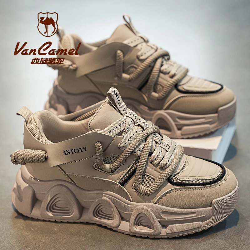 西域骆驼西域骆驼爆款增高老爹鞋潮鞋加绒百搭户外男鞋耐磨跑步鞋
