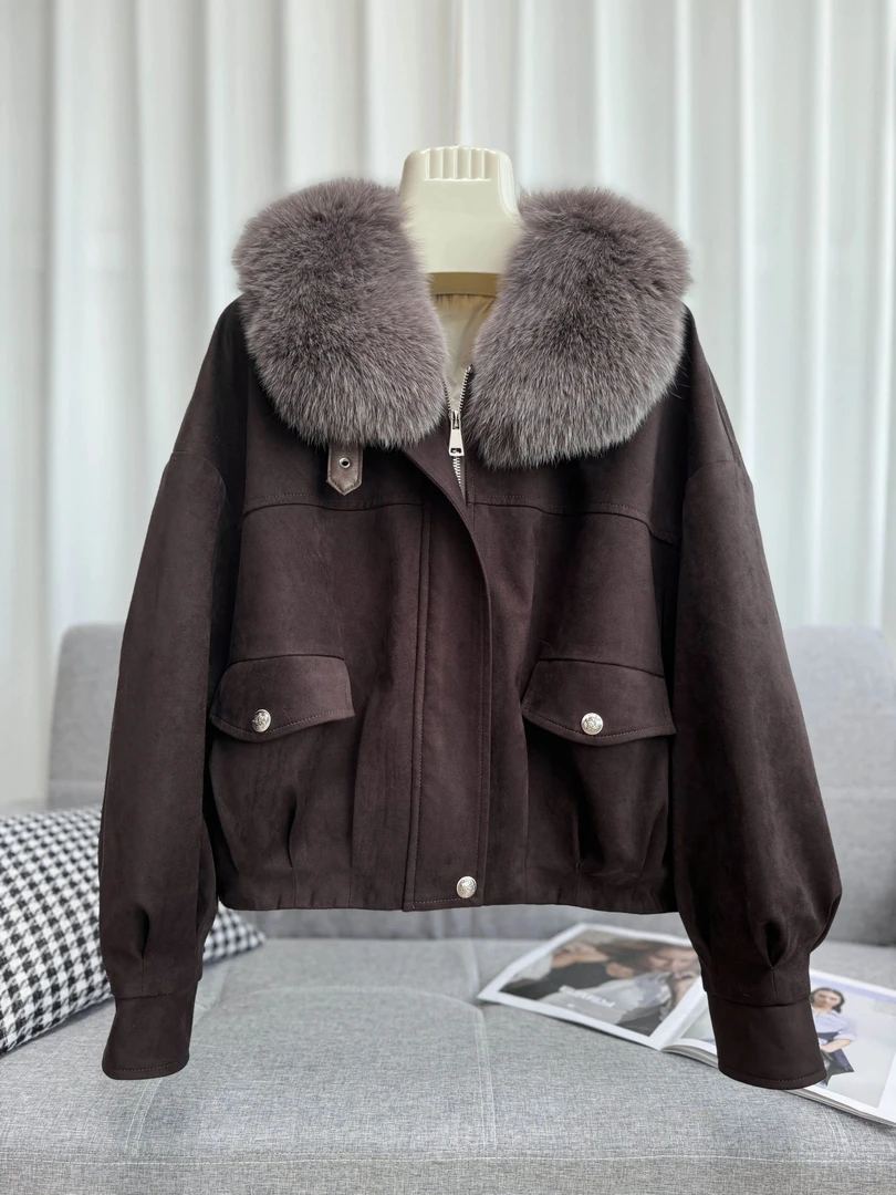 〈纪朵研〉1643短款通勤风连帽女POLO领常规长袖拉链外套