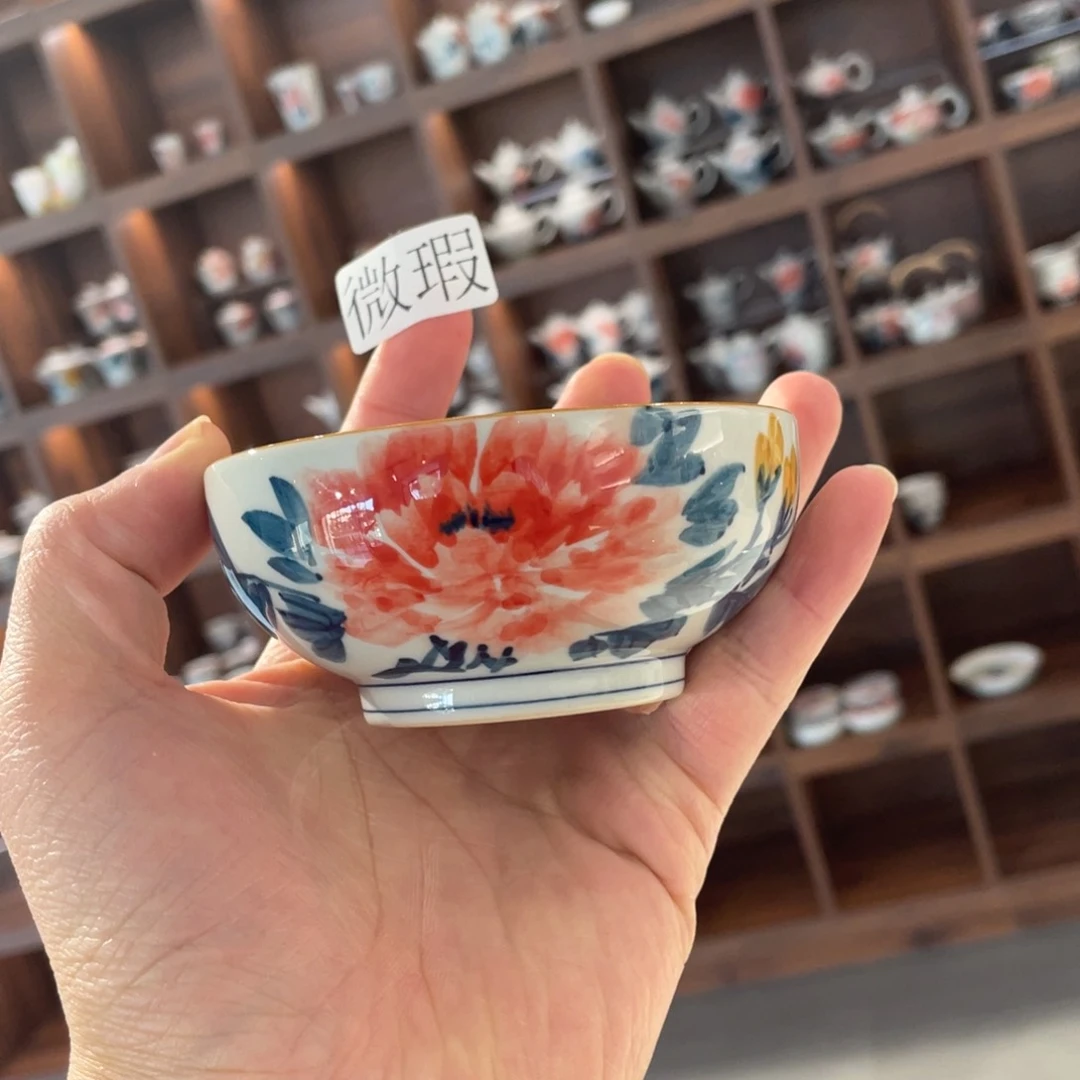 釉下手绘茶具微瑕