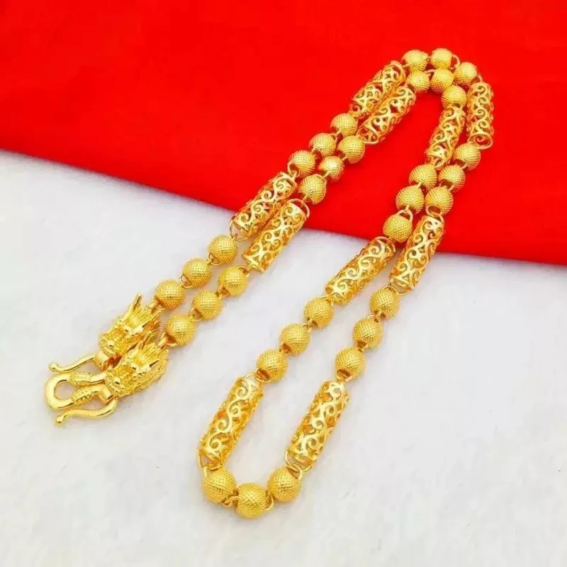 个性款双龙头圆珠转运珠项链