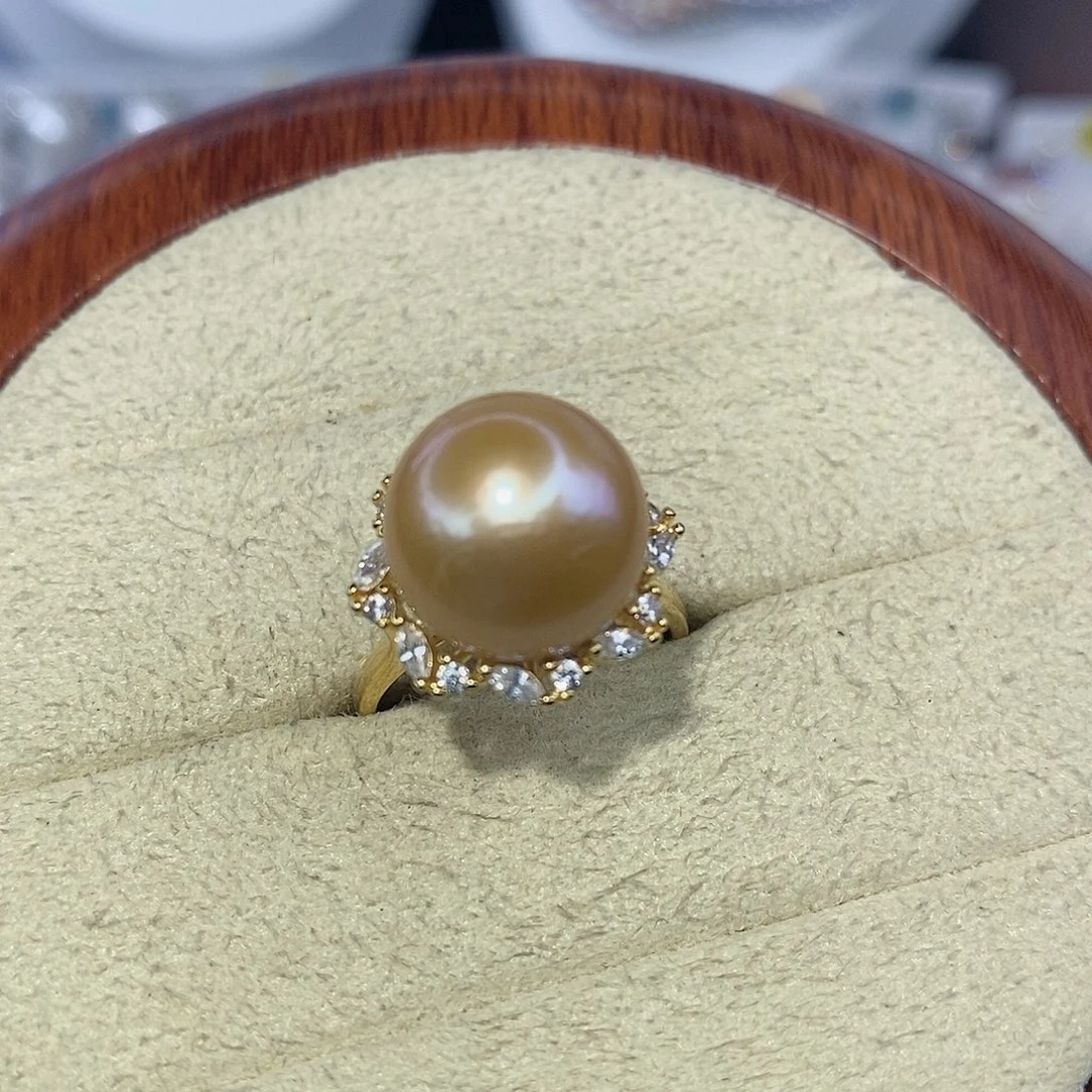 林***喵银S925镶嵌戒指淡水珍珠