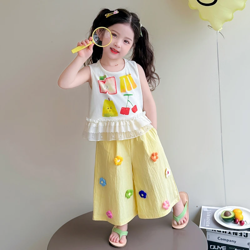 女童套装2025新款小女孩夏季水果印花可爱衣服3-6岁宝宝夏季童装5