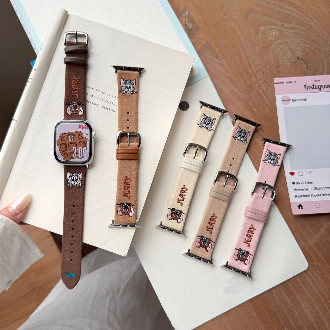 卡通翻毛羊皮iwatch表带适用苹果手表applewatch109876se小米9pro