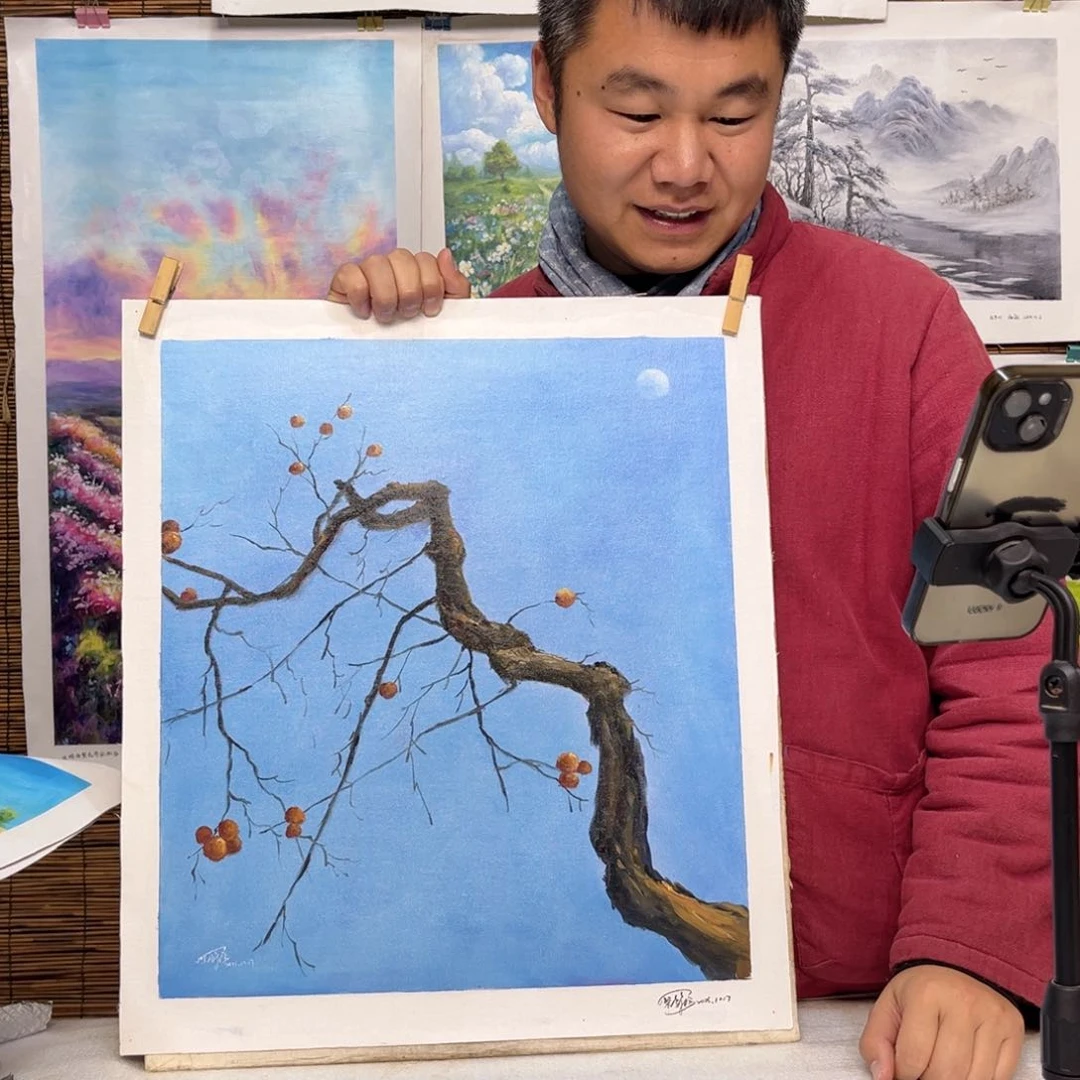 油画行路人小院绘画作品竞拍