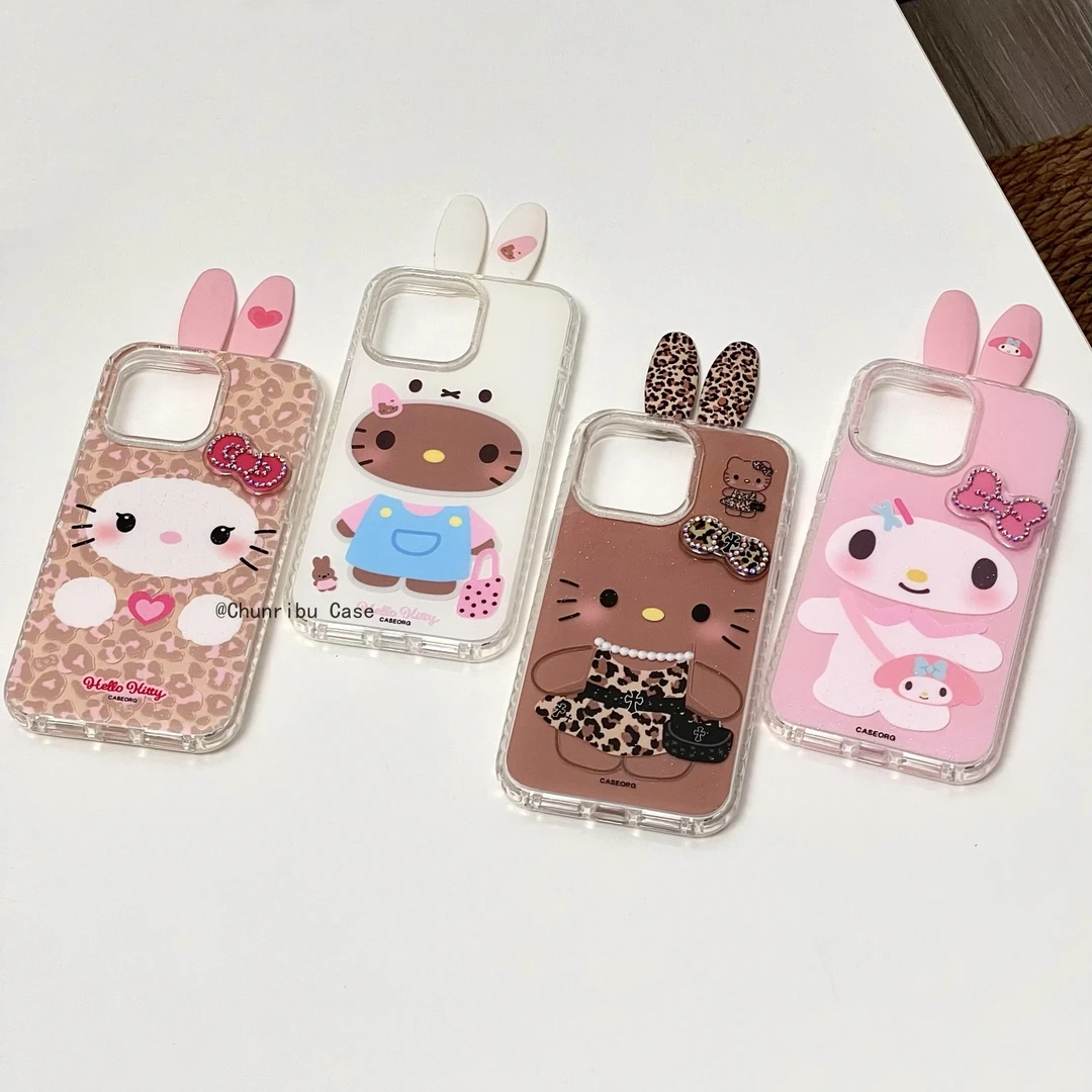 趣味可爱卡通hellokitty适用苹果16promax手机壳立体兔耳15/14/13