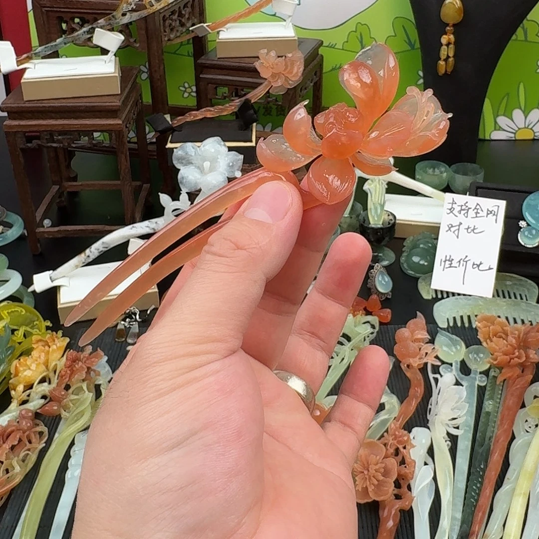 M***儿蛇纹石玉未镶嵌发饰