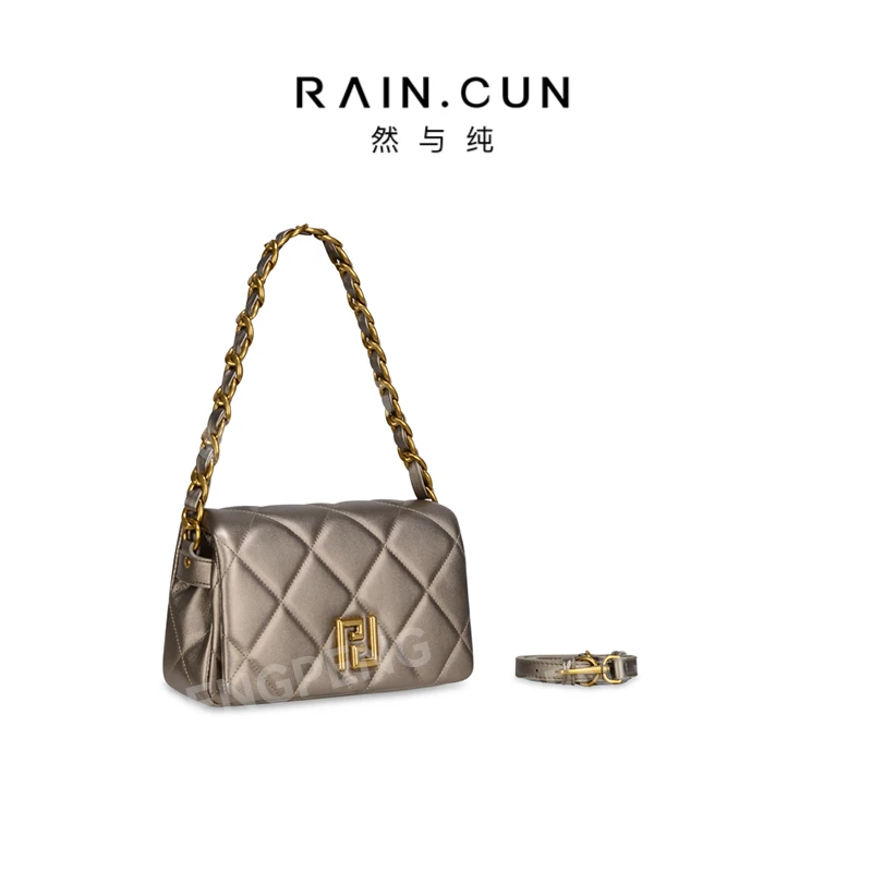 RAIN.CUN GQ-89501-香槟金 轻奢女士时尚通勤小众百搭斜挎包