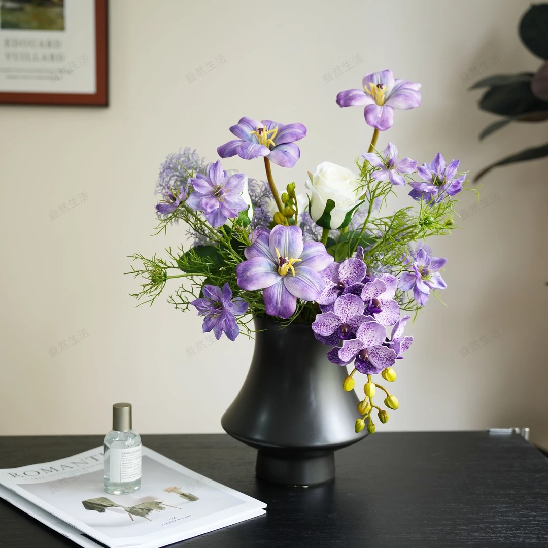 高级感紫色系花束桌面假花仿真花原创设计家居装饰餐厅客厅摆件