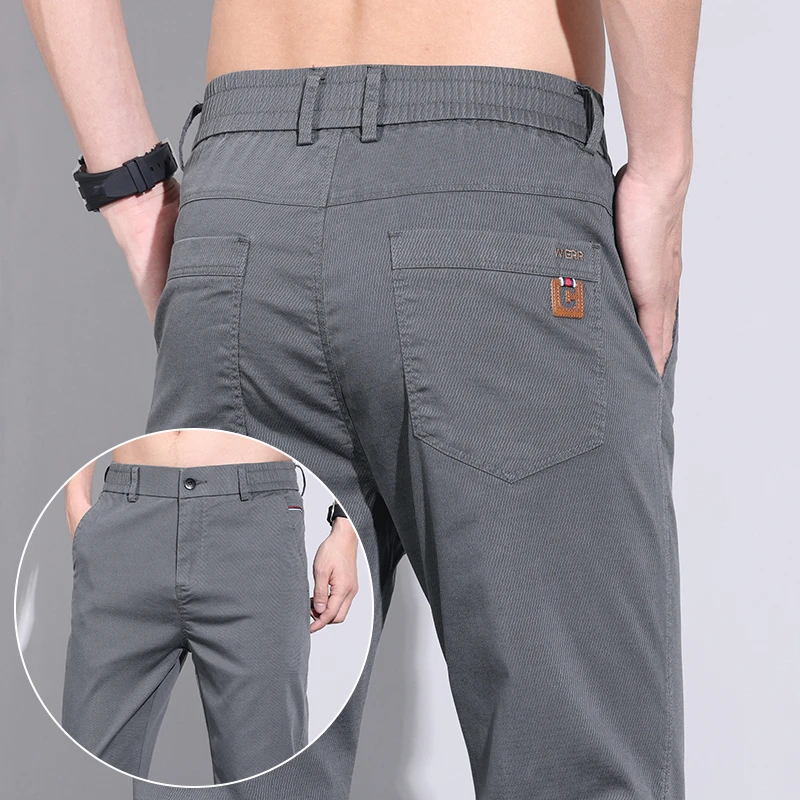 抗皱莱赛尔天丝男士休闲裤夏季超薄透气修身百搭轻商务直筒长裤男